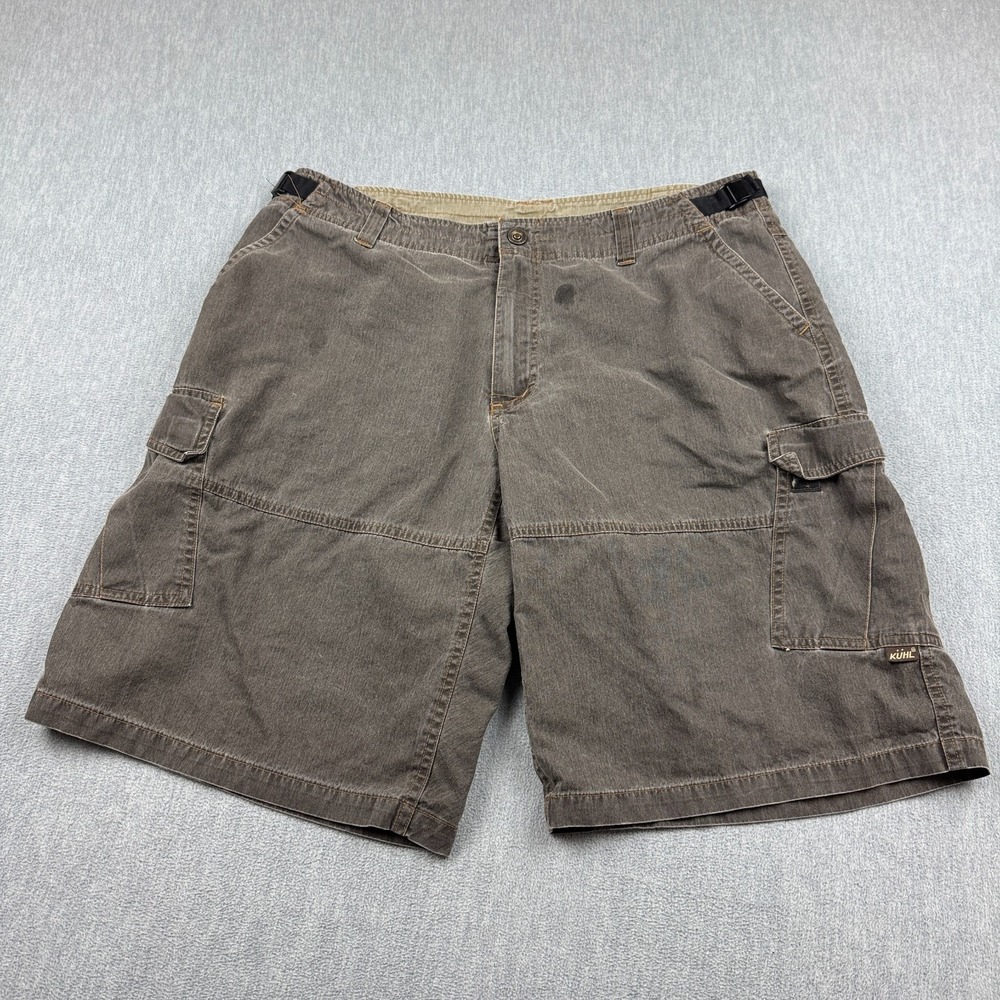 Kuhl Shorts Mens XL Brown Durakuhl Cargo Canvas Hiking Outdoor Gorpcore Stretch